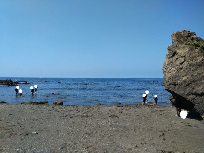 荒崎海岸で遊ぶ人達。